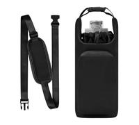 Upgrade Water Bottle Holder, Insulated Water Bottle Sling Bag with Adjustable Shoulder Strap, Drawstring Water Bottle Carrier with Front Pocket for 32oz-40oz Tumbler (Black)
