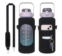 Upgrade Water Bottle Holder with Strap for Water jug 60oz Insulated Water Bottle, Carrier Sling Bag with Phone Pocket Water jug Sleeve for Men Women Sports Water Bottle Accessories (N)