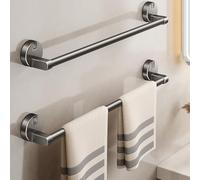 Upgrade your bathroom with our Gray 70cm Aluminum Towel Bar No Drill Suction Mount Easy Install Durable Sleek Design for Hand Towels and Bath Towels.