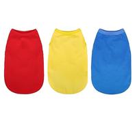 Upgrade Your Pup's Wardrobe: 3-Pack Sleeveless Cotton Dog Shirts for Small and Medium Dogs. Keep Your Pet Cool and Stylish with Colorful Tank Tops Red Yellow and Blue M