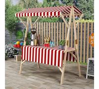 Upgrade Your Street Food Cart - Foldable Market Stall with Awning for Lemonade Ice Cream Hot Dogs - Perfect Vendor Booth for Trade Shows Demos Fairs - Red 150x60cm