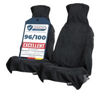Upgrade4cars 2 x Terry Cloth Car Seat Protector for Front Seats, Driver's Seat Protective Cover Made of Cotton in Black, Towel Car Seat Cover for Sports, Work, Summer and Winter, A2-2