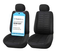 Upgrade4cars Black Car Seat Covers Front Pair | Universal Cover Set for Driver and Passenger Seats + Headrest | Interior Accessories for Women and Men