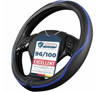 Upgrade4cars Blue Black Leather Look Steering Wheel Cover 14.5-15 inch