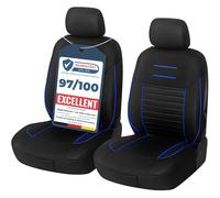 Upgrade4cars Car Seat Covers Front Pair Black Blue | Universal Cover Set for Driver and Passenger Seats + Headrest | Interior Accessories for Women and Men