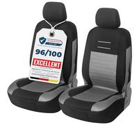 Upgrade4cars Car Seat Covers Front Pair Black Grey | Universal Cover Set for Driver and Passenger Seats + Headrest | Cute Interior Accessories for Women