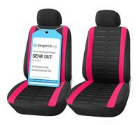 Upgrade4cars Car Seat Covers Front Pair Black Pink | Universal Cover Set for Driver and Passenger Seats + Headrest | Cute Interior Accessories for Women