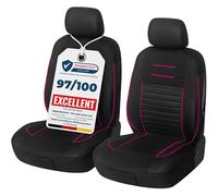 Upgrade4cars Car Seat Covers Front Pair Black Pink | Universal Cover Set for Driver and Passenger Seats + Headrest | Interior Accessories for Women and Men