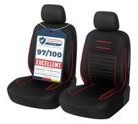 Upgrade4cars Car Seat Covers Front Pair Black Red | Universal Cover Set for Driver and Passenger Seats + Headrest | Interior Accessories for Women and Men
