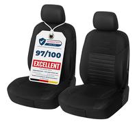 Upgrade4cars Car Seat Covers Front Pair Black | Universal Cover Set for Driver and Passenger Seats + Headrest | Interior Accessories for Women and Men