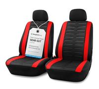 Upgrade4cars Car Seat Covers Front Pair Red | Universal Cover Set for Driver and Passenger Seats + Headrest | Interior Accessories for Women and Men
