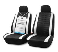 Upgrade4cars Car Seat Covers Front Pair White | Universal Cover Set for Driver and Passenger Seats + Headrest | Interior Accessories for Women and Men