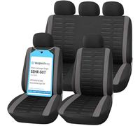 Upgrade4cars Car Seat Covers Full Set Grey Front & Rear Seats Universal | Fits most vehicles | Machine washable at 30 degrees | odourless & non-slip | breathable & easy care