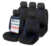 Upgrade4cars Car Seat Covers Full Set Universal Black Blue | Washable Cover for Front Seats, Rear Bench & Headrest | Interior Accessories for Women and Men