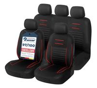 Upgrade4cars Car Seat Covers Full Set Universal Black Red | Washable Cover for Front Seats, Rear Bench & Headrest | Interior Accessories for Women and Men