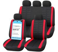 Upgrade4cars Car Seat Covers Full Set Universal Black Red | Washable Cover for Front Seats, Rear Bench & Headrest | Interior Accessories for Women and Men