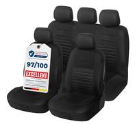 Upgrade4cars Car Seat Covers Full Set Universal Black | Washable Covers for Front Seats, Rear Bench & Headrest | Interior Accessories for Women and Men