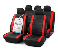 Upgrade4cars Car Seat Covers Full Set Universal Red | Washable Covers for Front Seats, Rear Bench & Headrest | Interior Accessories for Women and Men