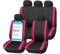 Upgrade4cars Car Seat Covers Pink Full Set Universal | Washable Cover for Front Seats, Rear Bench & Headrest | Cute Interior Accessories for Women
