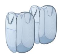 Upgraded 100L Extra Large Collapsible Laundry Baskets, 2 Pack XL Mesh Pop Up Laundry Hamper with Handles, Portable Travel Laundry Basket, Foldable Hamper. Grey. 2V