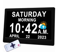 【Upgraded】11.5" Large Digtal Clock with Voice-Talking Day and Date for Seniors, 19 Alarms & Custom Reminders, 10-Level Auto Dimmer, Auto DST, 8 Colors Display Clock for Elderly Dementia Alzheimers