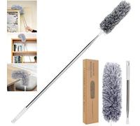 (Upgraded) 110" Extendable Microfiber Feather Duster - Long Handled Telescopic Pole for Cleaning High Ceilings, Blinds, Fans, Cobweb & Home Furniture - Washable Dusting Brush & Dust Remover Tool