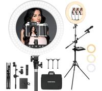 Upgraded 18 inch Ring Light with Tripod Stand & Phone Holder,KOSCHEAL Ringlights with Remote,3000-6500K Dimmable White,Extendable 86'' Tall Circle Light for Phone Camera Makeup Streaming Zoom Meeting