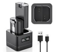 Upgraded,2 Pack 3.65V 6040mAh Replacement Battery with Charger Station,LED digital display,for Ring Doorbell Camera 2/3/4,3Plus,Spotlight Camera and Stick Up Cam,Rechargeable Lithium Li-ion Batterie