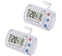 Upgraded 2-Pack Digital Refrigerator Thermometer, IPX3 Waterproof Wireless Freezer Room Temperature Monitor w/Hook, Large LCD Easy to Read Display & Max/Min Record Function for Indoor/Outdoor
