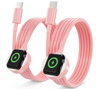 Upgraded 2 Pack for Apple Watch Charger USB C Cable, [MFi Certified] iWatch Charger Cable Magnetic Cord Compatible with iWatch Series 10/SE 2/SE/9/8/7/6/5/4/3/2/1-Pink 100cm