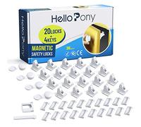 Upgraded (20locks+4keys) Adhesive Magnetic Child Safety Locks for Cabinets and Drawers, One Minute Fast, Easy and No Drill Installation