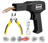 Upgraded 220W Cordless Plastic Welder, 1000PCS Staples, USB Rechargeable Cordless Car Bumper Repair Kit with 5000mAh Battery,Hot Stapler Kit, Plastic Welding Kit, Plastic Repair Kit (Black, Cordless)