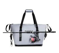 Upgraded 23L Fish Cooler Bag - Upgraded Seamless Insulation, 2-in-1 Live Fish Container, Foldable & Waterproof Cooler Bag with Magic Tape & Gear Loops, Grey