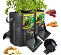 [Upgraded] 2PCS 20-Gallon Potato Grow Bags with Unique Harvest Window, Visible Window, Garden Planting Bag with Reinforced Handle, Nonwoven Fabric Pots for Tomato, Potato Growing Container - Black