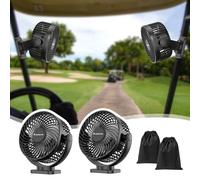 [Upgraded 2X Magnet] 2-Pack Magnetic Golf Cart Fan Rechargeable, 12000mAh Battery Operated Portable Fan with 3 Speeds, LED, Magnetic Base, Suitable for EZGO Club Car Yamaha, Golf Cart Accessories