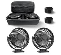 [Upgraded 2X Magnet] 2-Pack Magnetic Golf Cart Fan Rechargeable with Carrying Case, 12000mAh Battery Operated Portable Fan with Magnetic Base, Suitable for EZGO Club Car Yamaha, Golf Cart Accessories