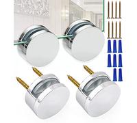 Upgraded 3-5mm Frameless Mirror Mounting Hardware 4 Pack Dual-Screw Fixing Mirror Mounting Kit with Heavy Duty Long Screws & Anchors