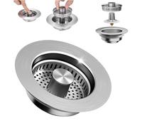 Upgraded 3-in-1 Kitchen Sink Drain Strainer Stopper Anti-Clog&Odor Filter Sink Strainer Basket Universal Fit for Standard 3.5" Drains