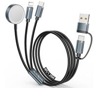 Upgraded 3 in 2 Multi Charger Cable for Apple Watch iWatch Charger Travel Essentials Multi Fast Charging Cable Compatible with iWatch Ultra/SE/10/9/8/7/6/5/4/3/2, for RGB Cable
