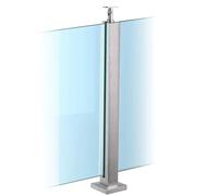 Upgraded 304 Stainless Steel Glass Railing Post with Handrail Bracket, Heavy Duty No-Drill Balustrade for Deck Balcony Stair, Floor Mount,Mid Post,75CM