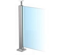 Upgraded 304 Stainless Steel Glass Railing Post with Handrail Bracket, Heavy Duty No-Drill Balustrade for Deck Balcony Stair, Floor Mount,End Post,75CM