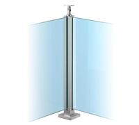 Upgraded 304 Stainless Steel Glass Railing Post with Handrail Bracket, Heavy Duty No-Drill Balustrade for Deck Balcony Stair, Floor Mount,Corner Post,95CM