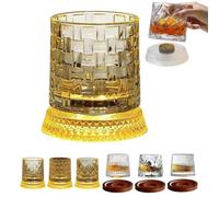 Upgraded 360° Rotating Whiskey Glasses with LED-Lit Crystal Base,8.8Oz Rotating Old Fashioned Rocks Degree Wine Cup with Led Light,Crystal Whiskey Glasses for Bourbon, for Men Dad (Style6)