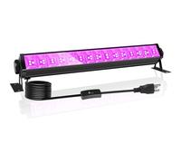 Upgraded 36W LED Black Light Bar, Premium LED Blacklight Flood Light with Plug+Switch+5ft Cord, Light Up 21x21ft Area, for Halloween Glow Fluorescent Party Bedroom Game Room Body Paint Stage Lighting