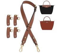 Upgraded 4 Buckles Purse Strap Replacement Compatible with Longchamp S/M Bag, Anti-Slip Leather Bag Straps Conversion Kit, Handbags Crossbody Shoulder Strap 34-48'' Adjustable for Women(Brown)