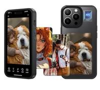 Upgraded 4 Colors e Ink Screen Smart Phone Case,Smart Ink Phone Case for iPhone, Supports NFC Transfer DIY Personalized Image/Picture/Photo/Text Display fit for iPhone 15 black (for iPhone 14 Pro Max)