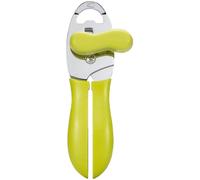 Upgraded 4-in-1 Manual Can Opener, Multi-Function, Stainless Steel, Heavy Duty, with Comfortable Grip, Green