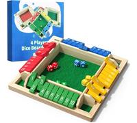 Upgraded 4 Players Shut The Box Dice Game, Classic Wooden Board Table Math Game with 12 Dice & Instructions, Fun for Kids & Adults, Ideal for Family, Classroom, Home, or Bar (01#)