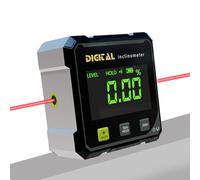 Upgraded 4-Side Magnetic Digital Angle Gauge & Cube Inclinometer with Backlight LCD, Rechargeable USB Protractor for Table Saw, Miter, Woodworking, Level Box for Hanging/Construction/DIY (1 pcs)