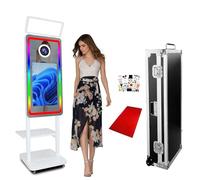 Upgraded 40" Magic Mirror Photo Booth with Tray,21.5'' Touch Screen Photobooth Machine for Taking Selfies,Touch All-in-one,Event Rental Business (White,40Inch)